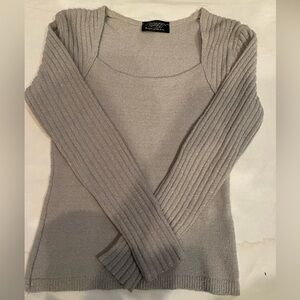 Silver Lurex sweater MEDIUM.  Long sleeve Metallic silver sweater